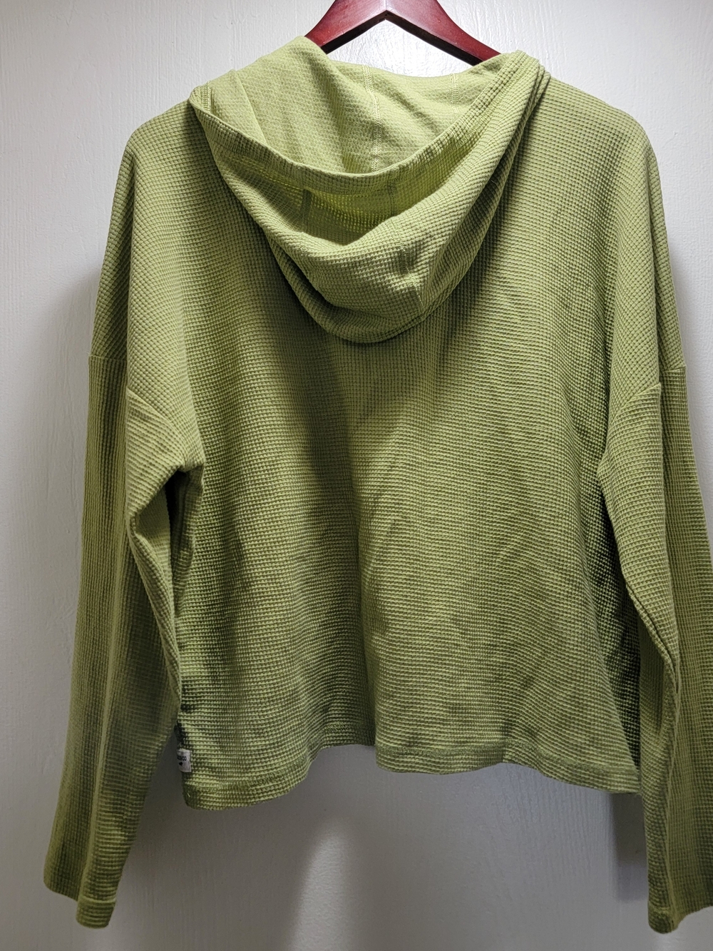 Toad&Co Olive Green Waffle Knit Hooded Pullover - Picture 4 of 5